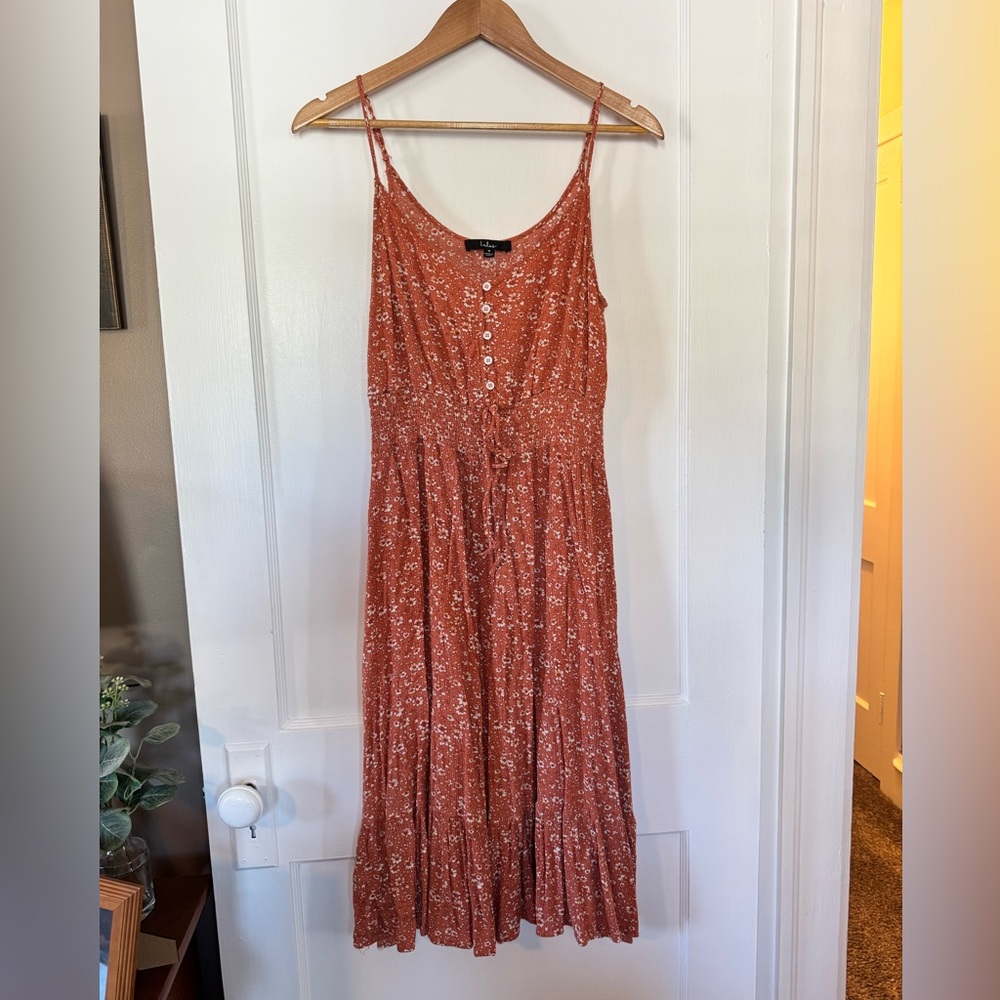 Lulu’s Orange and White Floral Button-Down Dress